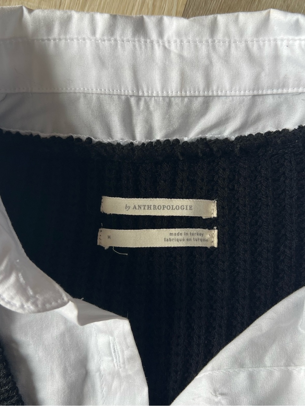 By Anthropologie Black Ribbed Knit Layered V-Neck Vest size Medium - Picture 11 of 13